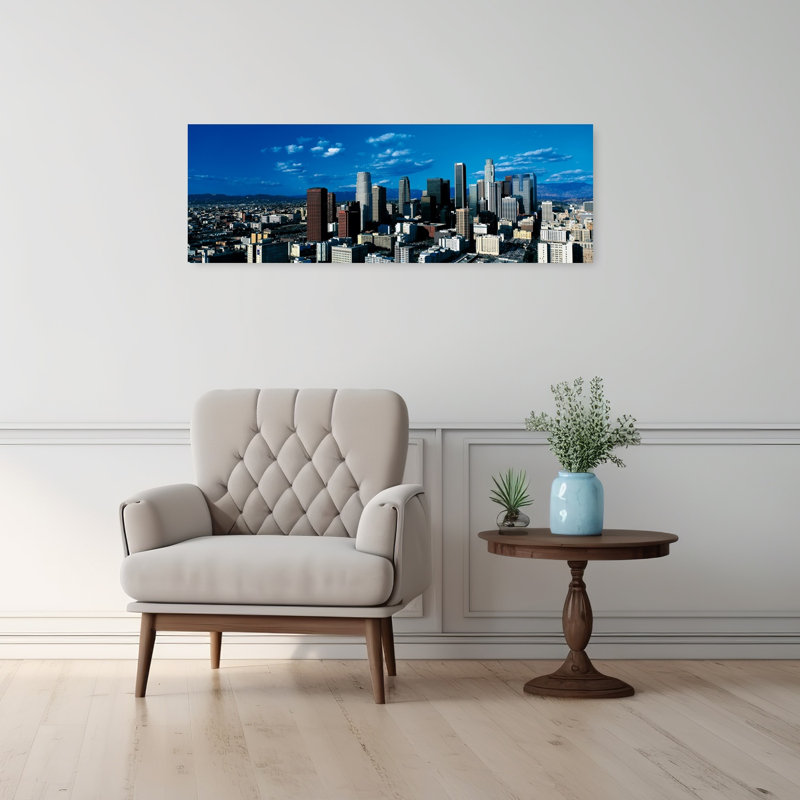 «Skyline from Transamerica Center», Los Angeles, Ca, États-Unis, art abstrait moderne, art mural urbain, H 12 po x l 36 po
