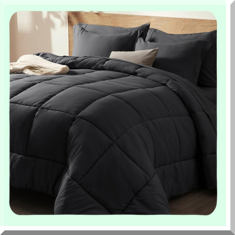 Diamond 7-Piece Comforter Set - All Season Bed in a Bag Bundle with Ultra Soft Sheets, Pillowcases, and Shams - Noiseless Bedding Collection