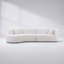Canapé d'angle incurvé avec méridienne, 2 pièces, style moderne et luxueux, revêtement en tissu bouclé blanc, angle gauche