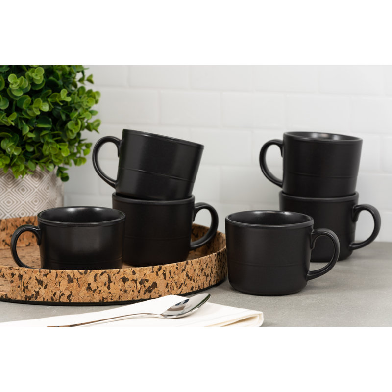 Ensemble de 6 tasses Double Line 3,75 "/ 12 oz, Noir mat