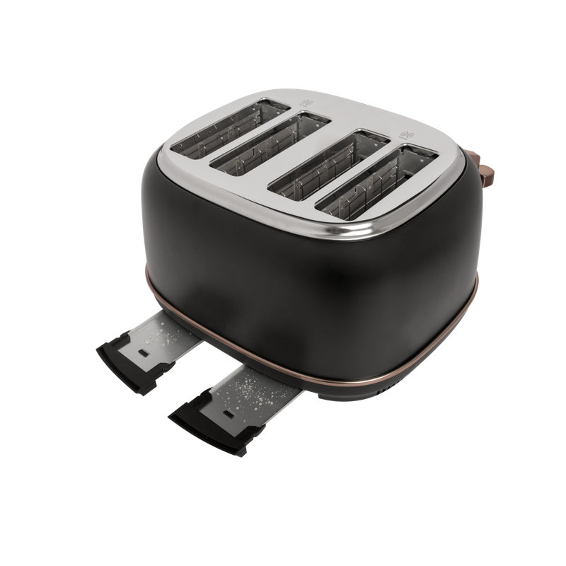 HADEN Dorset 4-Slice Wide Slot Toaster, Black/Pewter