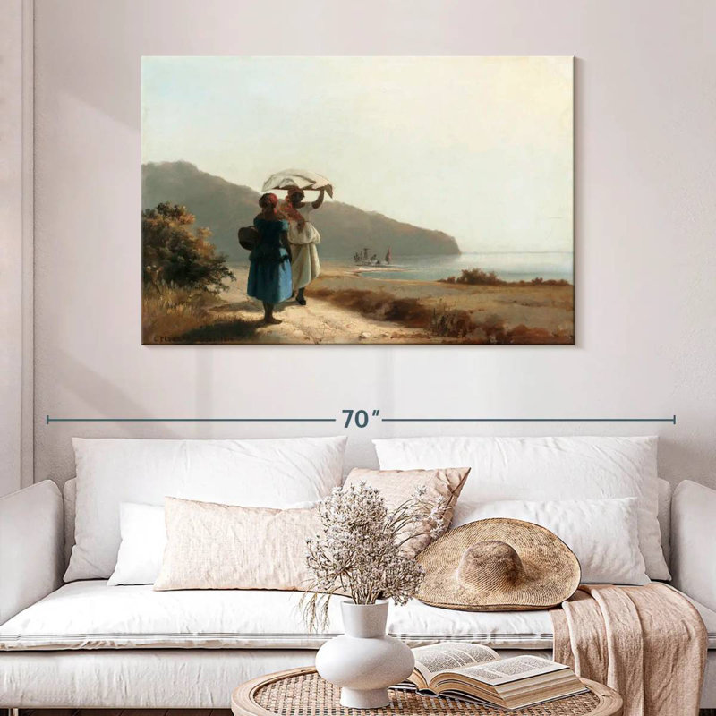 Gillard, deux femmes bavardant au bord de la mer, St. Thomas, 1856, H 32 po x l 48 po