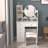 Litzy 31.5'' W Compact Makeup Vanity Set with Round Mirror and Stool-323374993