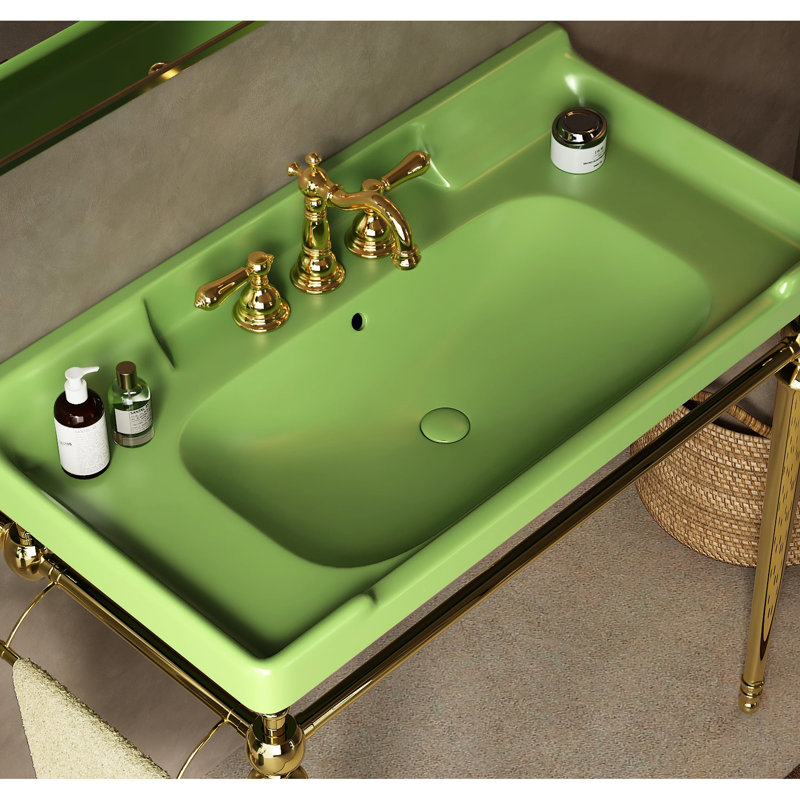Lavabo de salle de bain 36 po en céramique - lisse, solide, 3 trous pré-percés et débordement pour une hygiène intemporelle