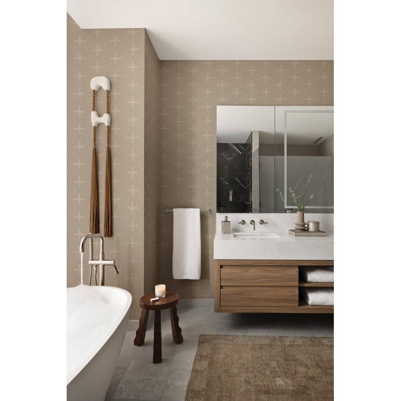 Additionally Wallpaper, Pale Pebble Reverse, Faux Grasscloth, Non-Pasted