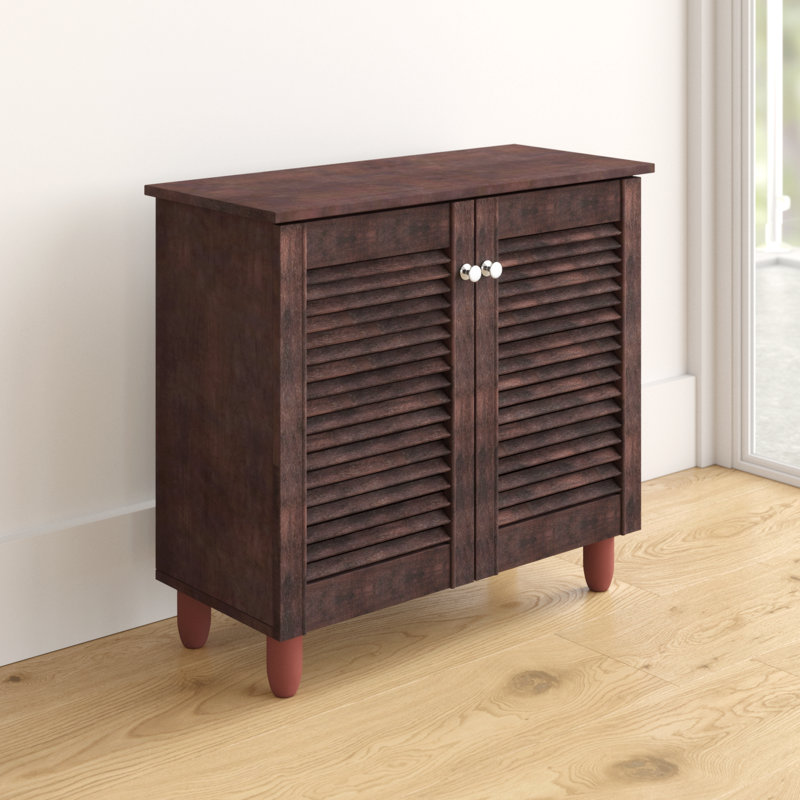 Morgan 9 Pair Shoe Storage Cabinet, Dark Oak