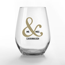 Mix and Match, Mr and Mrs 21 oz Stemless Wine Glasses