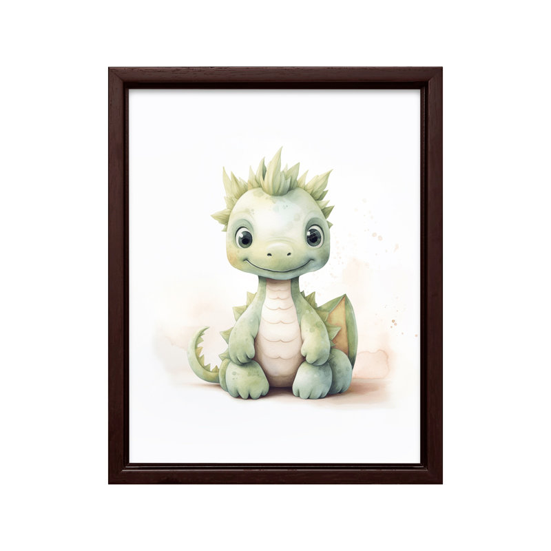 Bébé dragon en peluche, Canvas, Brown Framed, 11"H x 14"W