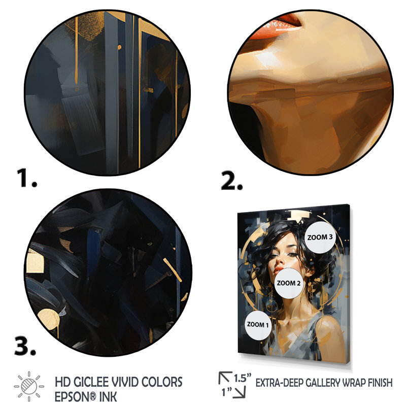 Ballroom Woman III - art mural tendance, Cadre doré simple, H 40 po x l 30 po x P 1,5 po