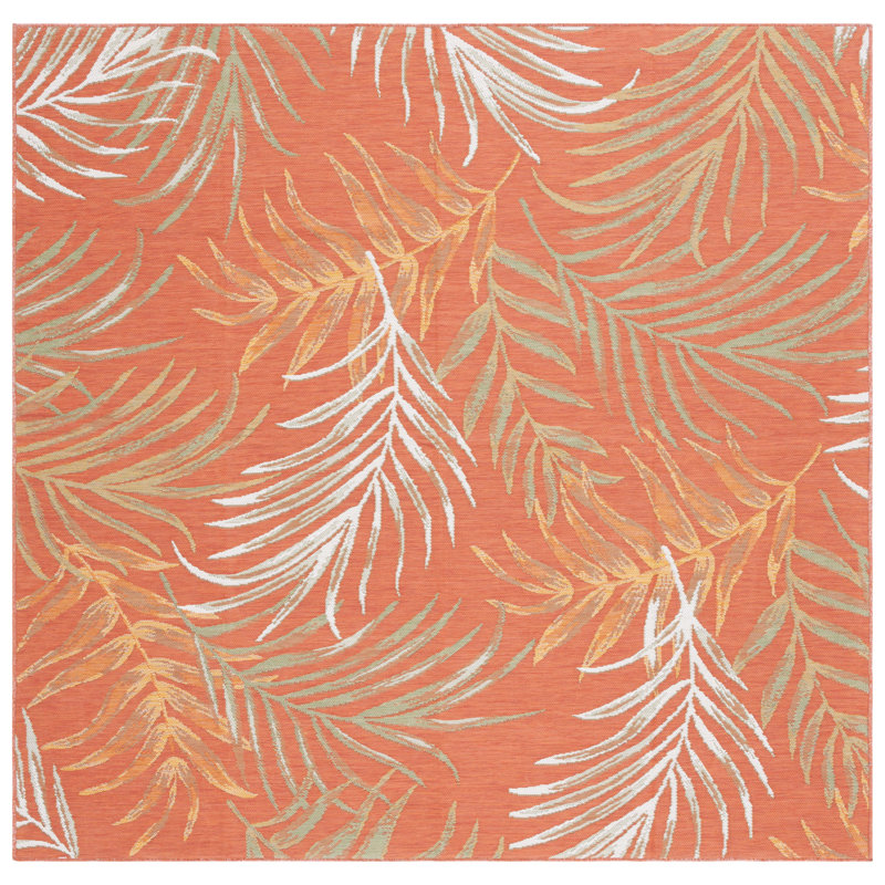 Tapis d'intérieur / extérieur floral Chetna Sunrise Performance, Carré 6 pi 7 po