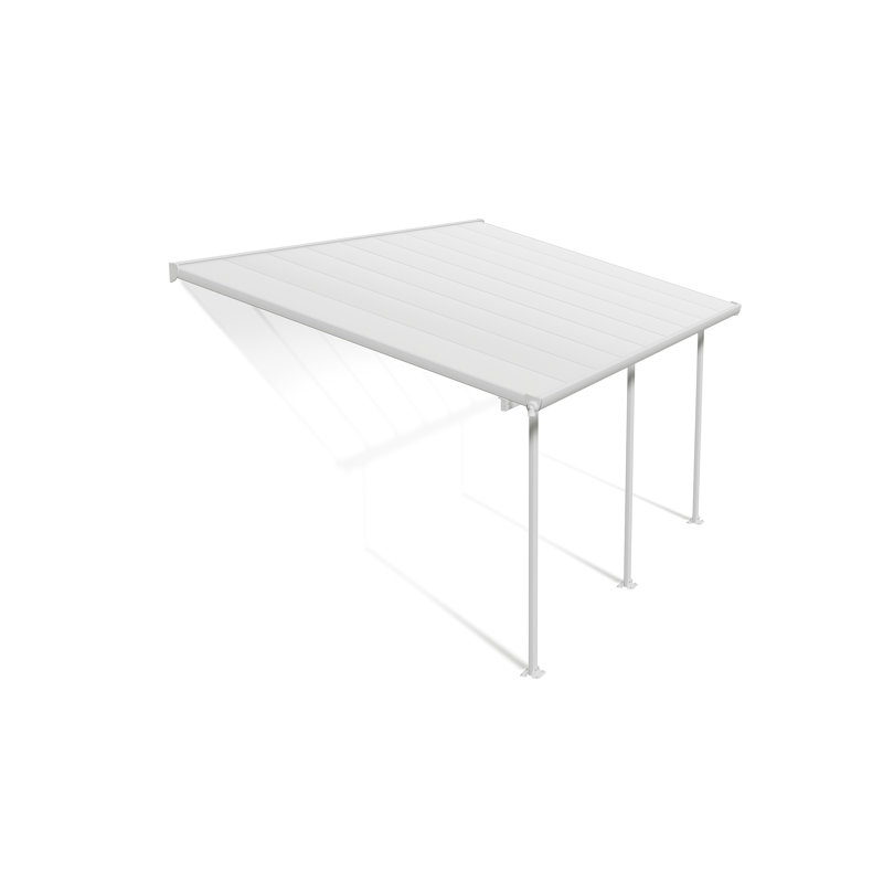 Palram - Canopia Feria 8' W x 10' D Polycarbonate Galvanized Steel Stationary Slope Patio Awning White, 9' H x 18' W x 10' D