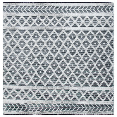 Ashdown Natura Hand Woven Wool Cotton Geometric Rug in Ivory/Black