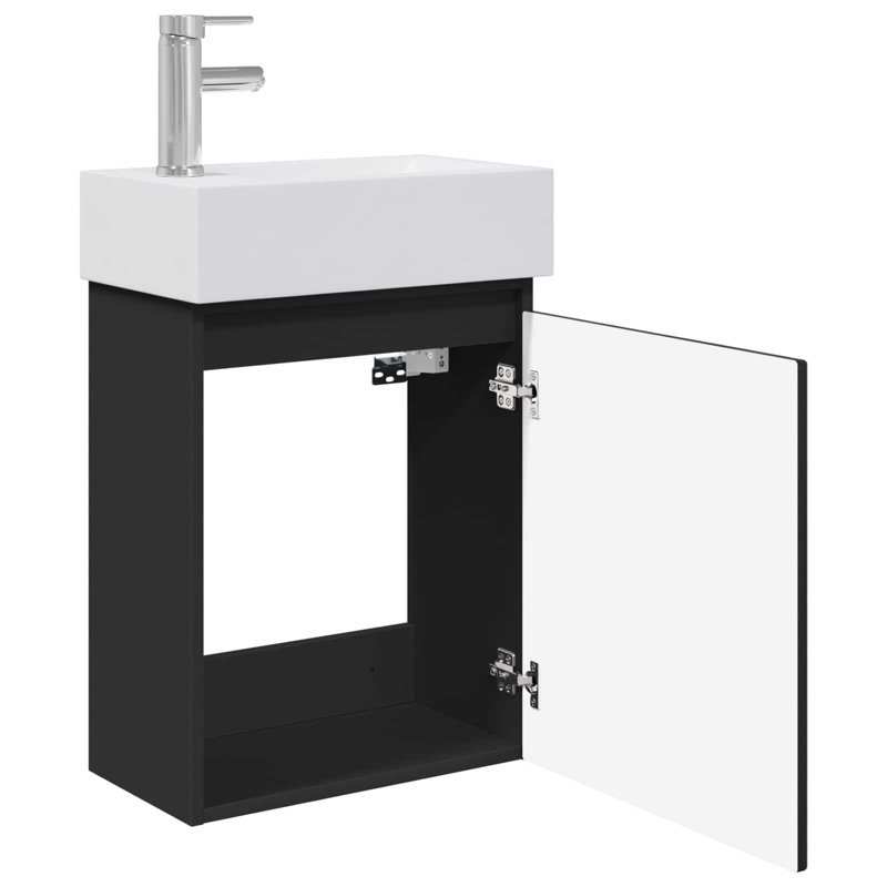 Single Bathroom Vanity with Ceramic Basin, Black