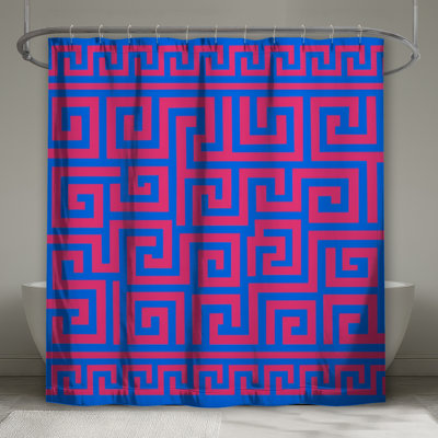 Rideaux de douche rose et bleu