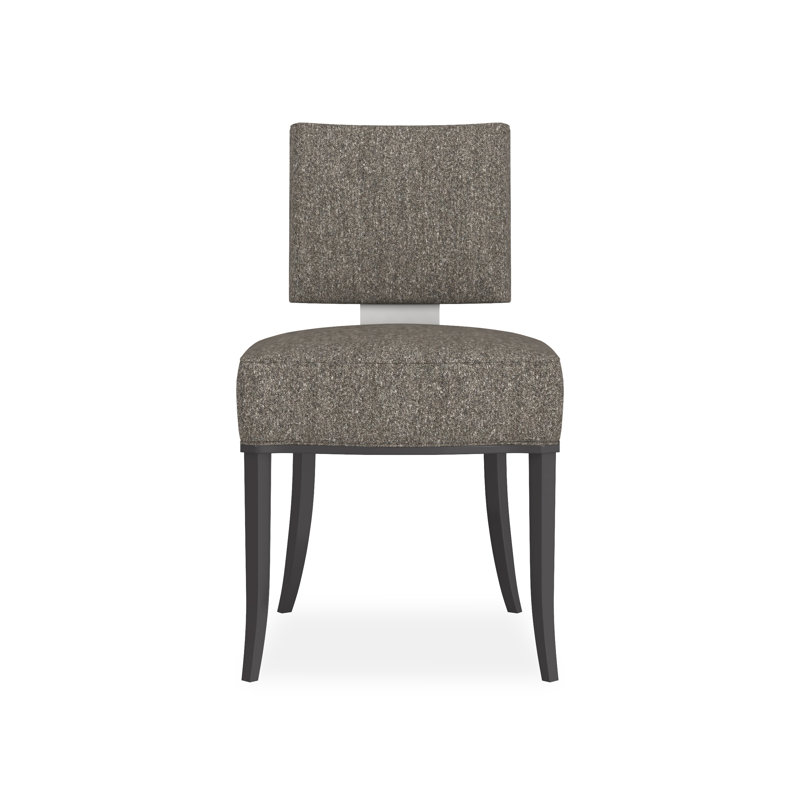 Caracole Classic Upholstered Dining Chair, Gray, Black/Chrome