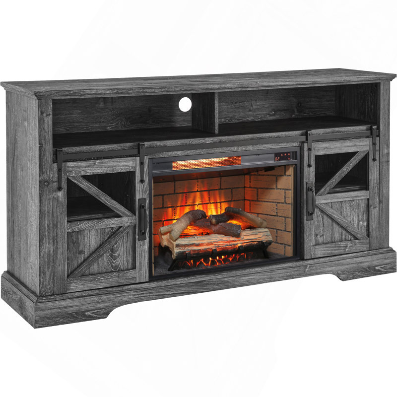 Meuble télé 60 po avec télécommande, Bois de grange récupéré