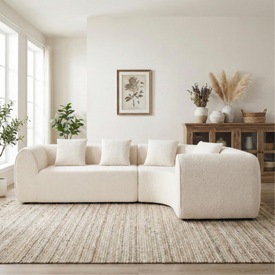 Canapé modulaire incurvé moderne en L 110 po avec éponge entièrement compressée haute densité, ensemble de 2 pièces, entièrement assemblé faisant face à la droite, pour le salon, le salon