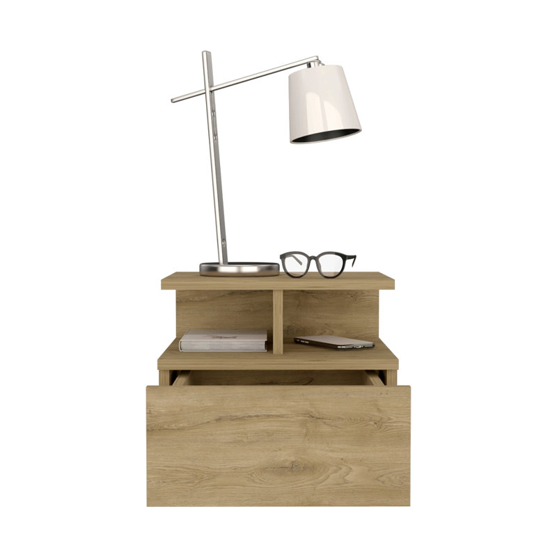 Floating Nightstand, One Drawer, Beige