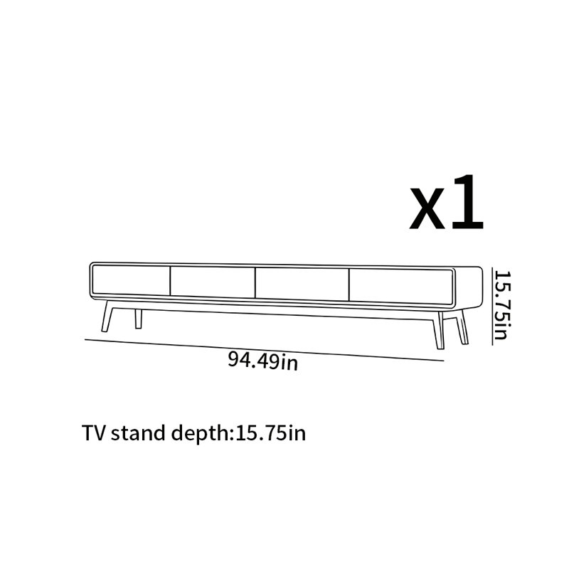 Meuble télé entièrement en bois massif, 94.49"