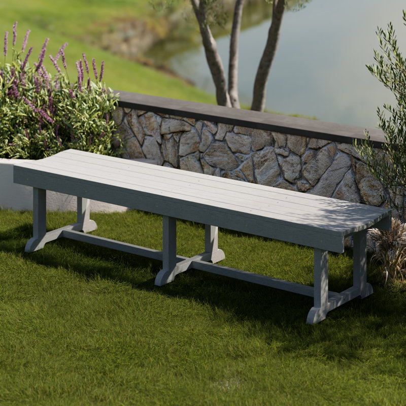 Banc de pique-nique en plastique Heritage, H 17,5 po x l 42 po x P 18 po, Gris clair