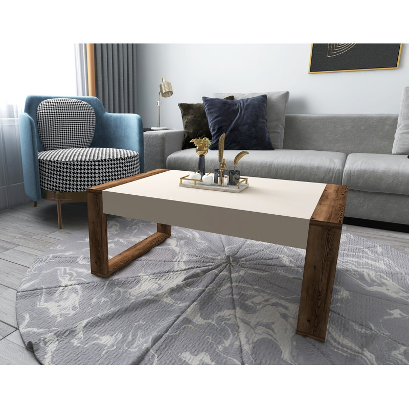 Verda Four Leg Coffee Table, Beige, Brown