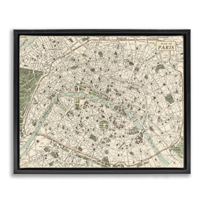 Vintage Map of Paris Floating Frame, design by Phillipa Katz