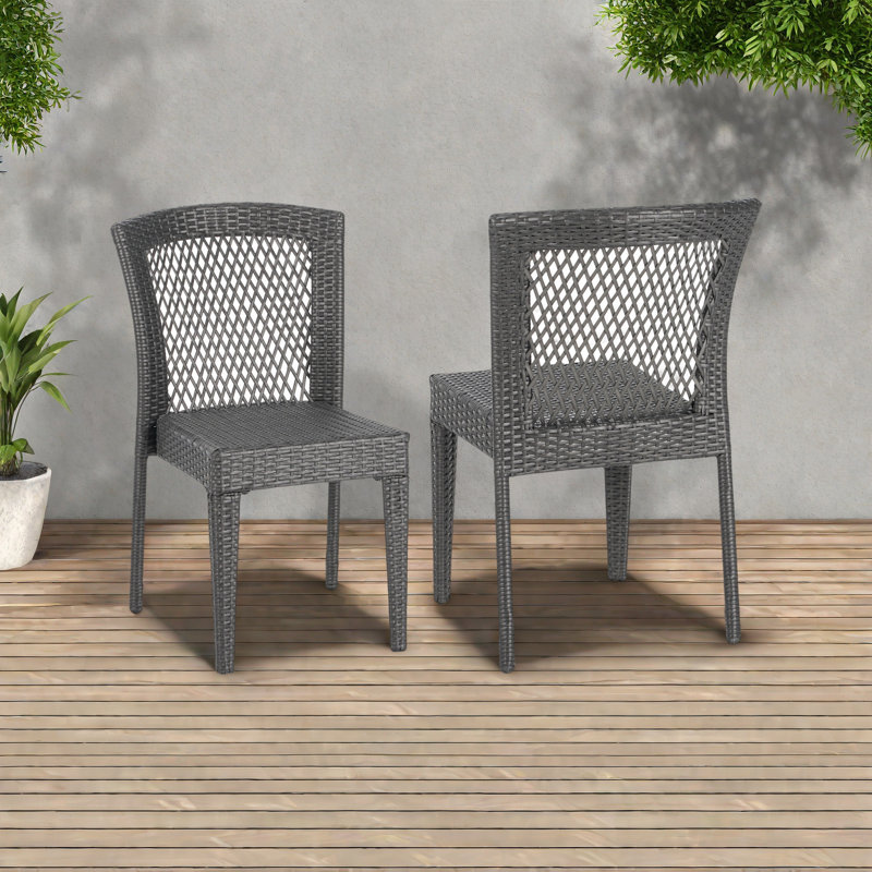 Ensemble de 2 chaises empilables, Gris