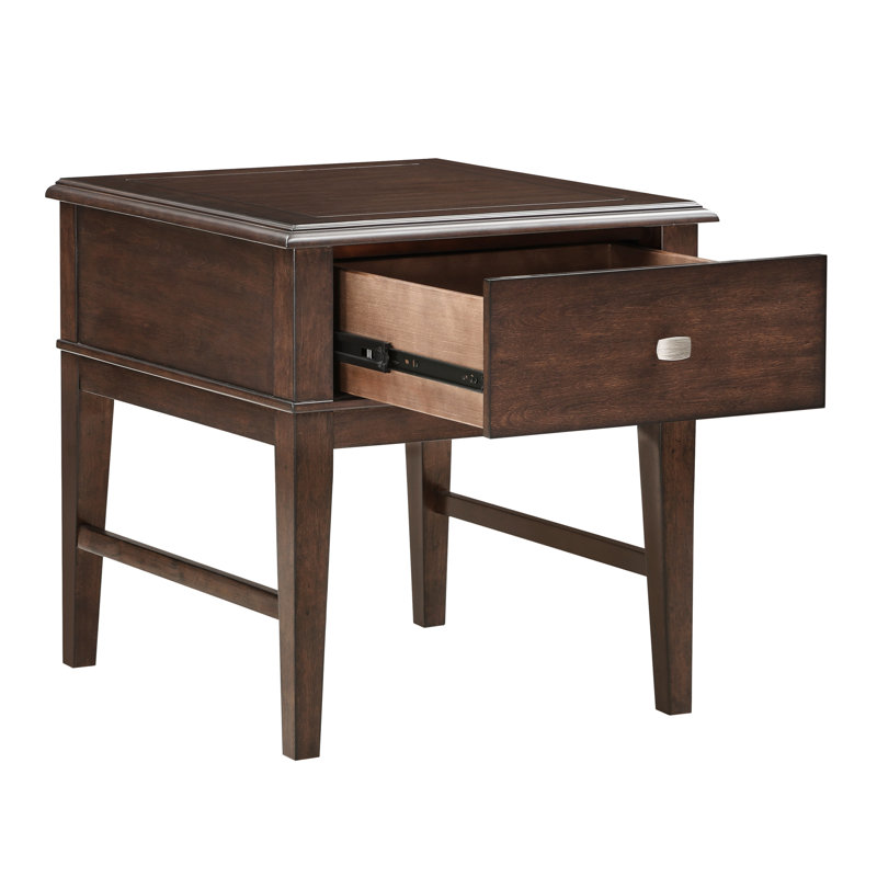 Table de bout rectangulaire en bois avec et tiroir, brun