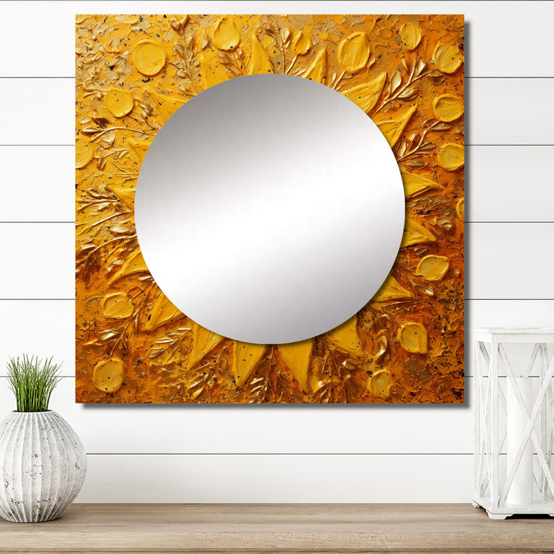 Ranice - Miroir carré tournesol pour décoration murale, 23 po x 23 po