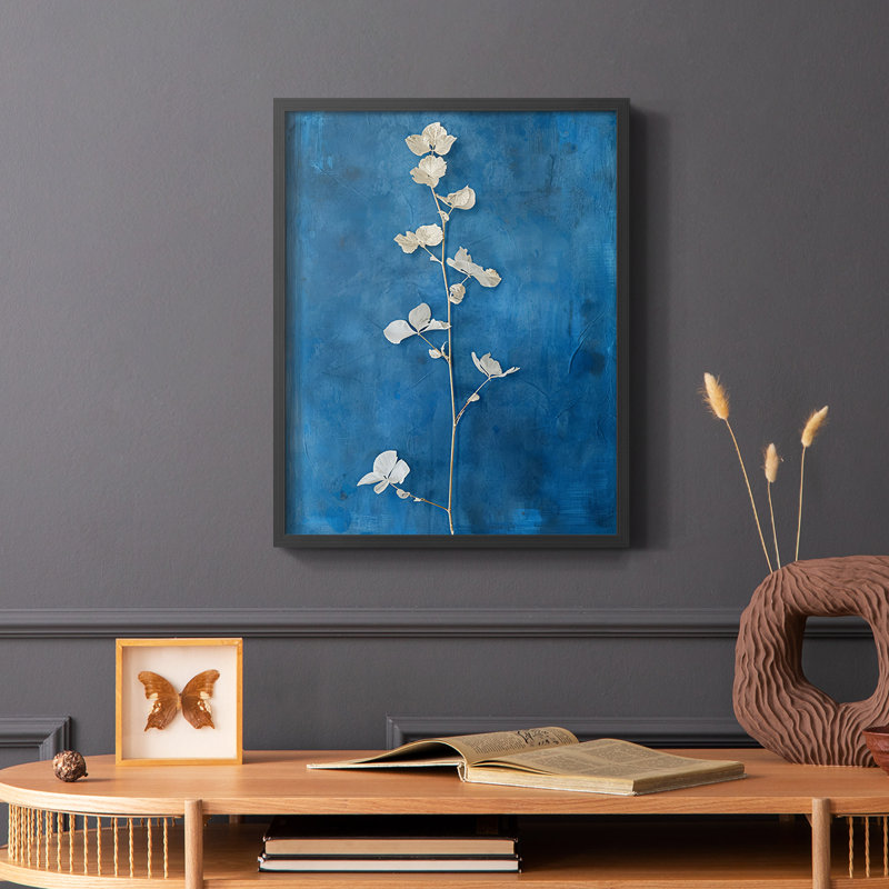 Série FLORAL Lxxi - reproduction encadrée de qualité supérieure - prête à être accrochée - aucun clou requis, Noir