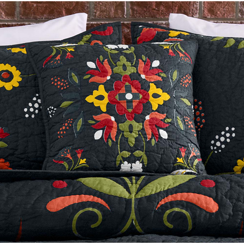 Ansley Embroidered Cotton Reversible Throw Pillow