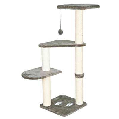 TRIXIE Altea 46.1" Cat Tree with Sisal Scratching Posts, 3 Plush Platforms, Dangling Cat Toy