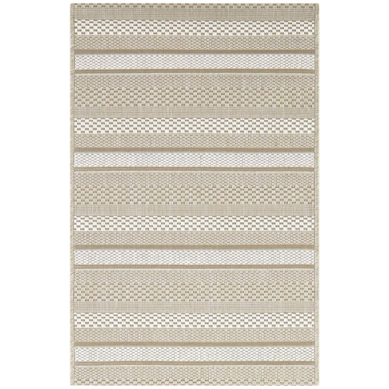 James Beige/Ivory Classic Stripe Indoor/Outdoor Area Rug, Rectangle 5'3" x 6'11"