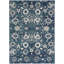 Tapis floral bleu en polypropylène tissé à la machine-1306495294