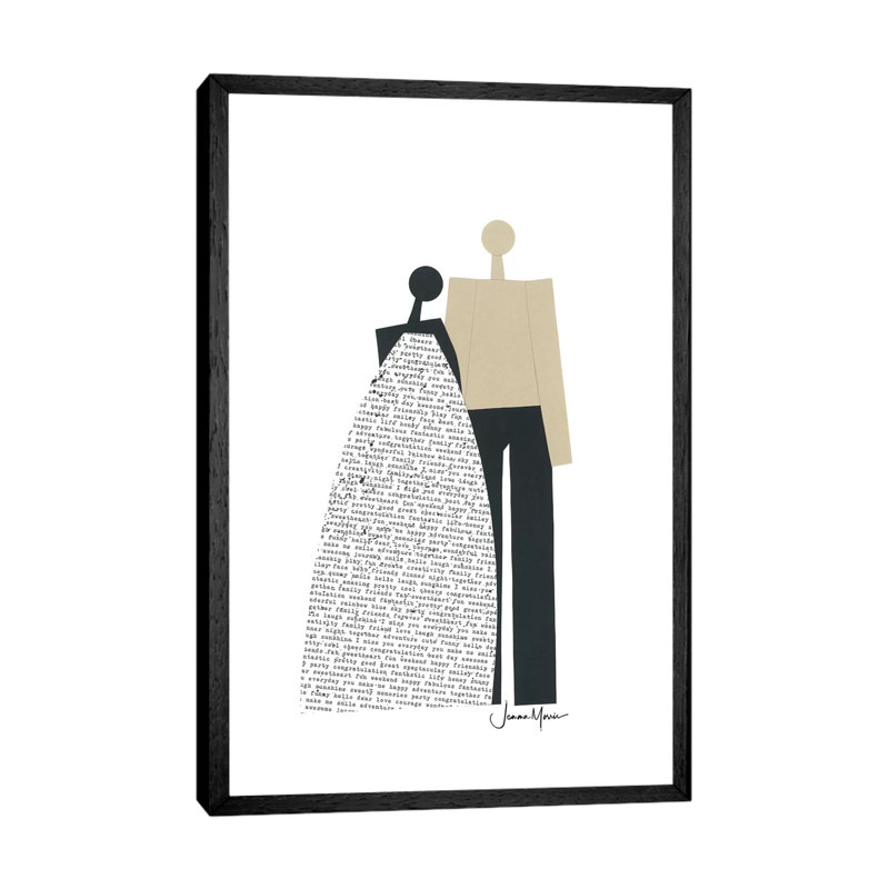 Biracial Wedding Couple in Black and White 1 Piece Wall Art on Canvas, 101.6cm H x 66.04cm W x 3.81cm D, Black Framed