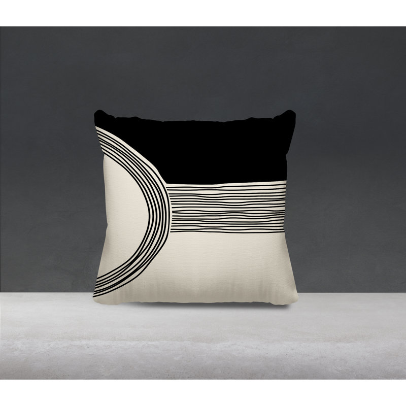 Cassie Outdoor Reversible Throw Pillow, 15"H x 15"W, Cream/Black
