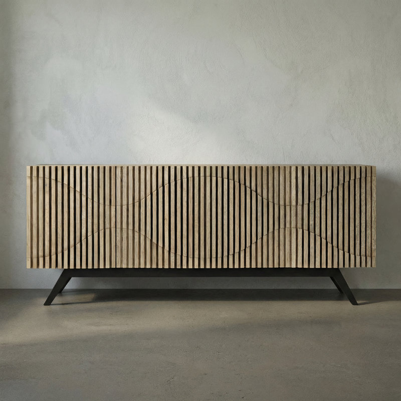 Illusion 78'' W Solid Wood Buffet, Bleached Walnut