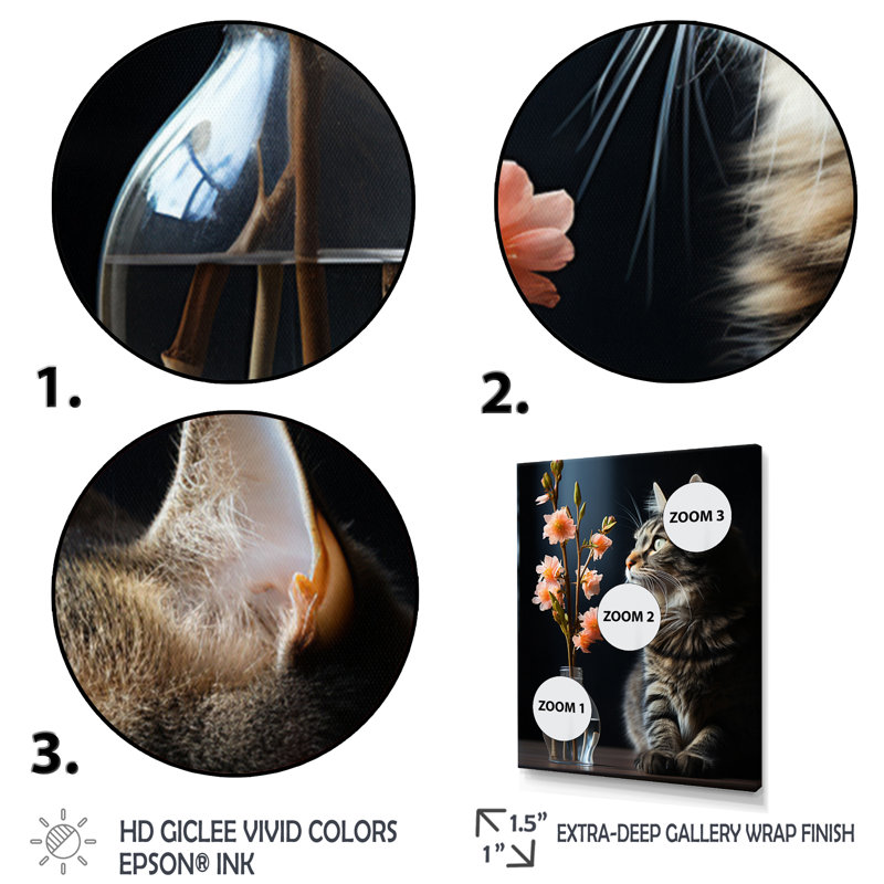 " Cat Portrait III ", 32" H x 24" W x 1" D, Black Floater Framed