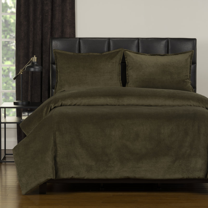 Polyester Channel Duvet Cover & Insert, Queen Duvet Cover + 2 Shams, Chive