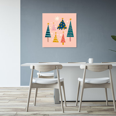 «Happychristmasno41», arbre de Noël moderne abstrait, impression d'art mural paysage d'hiver