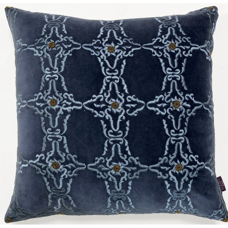 Verna Embroidered Cotton Throw Pillow