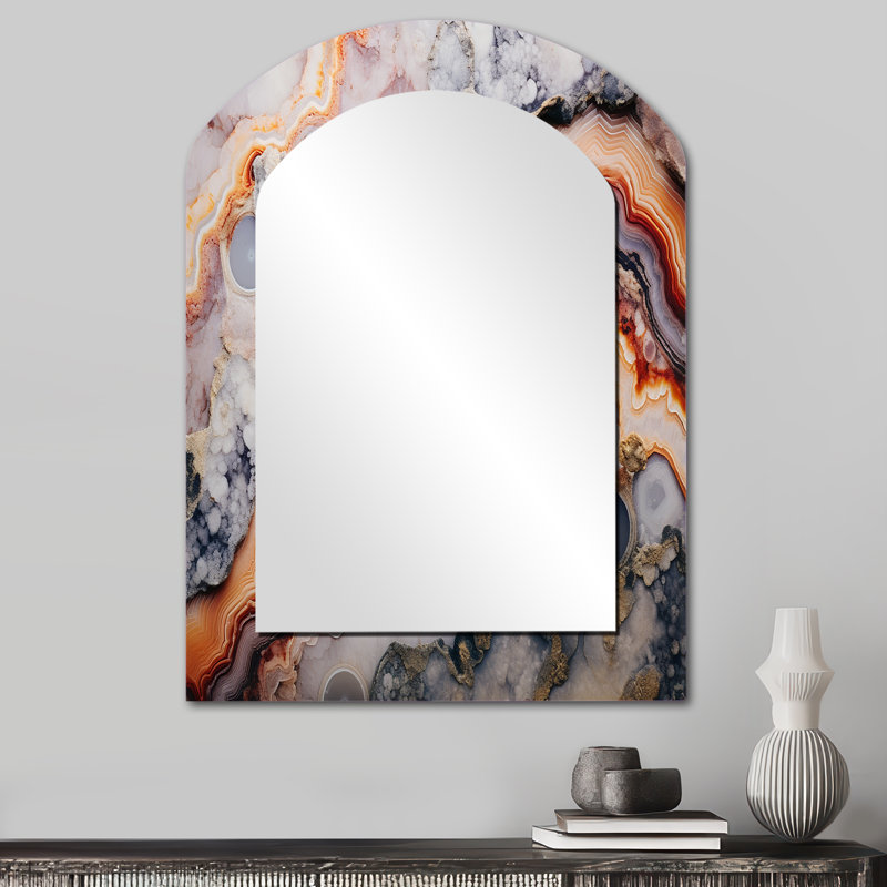 Géode de pierre beige et pêche simple, 34 po x 25 po