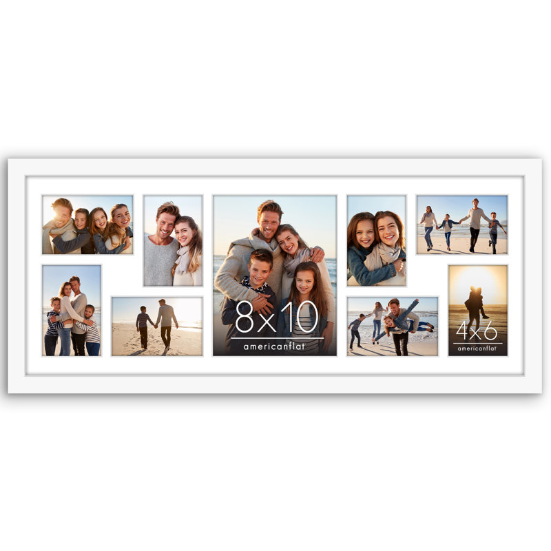 Cadre 12 po x 12 po - convient à une photo 8 po x 10 po et à huit photos 4 po x 6 po ou à une photo 12 po x 30 po, Blanc