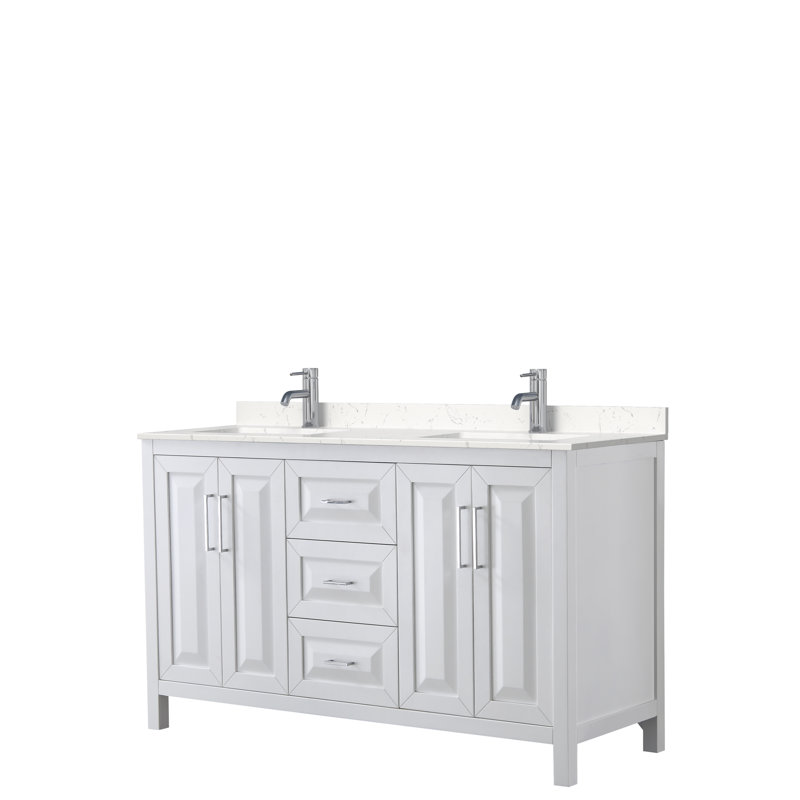 Daria 60'' W Double Vanity, White, Polished Chrome