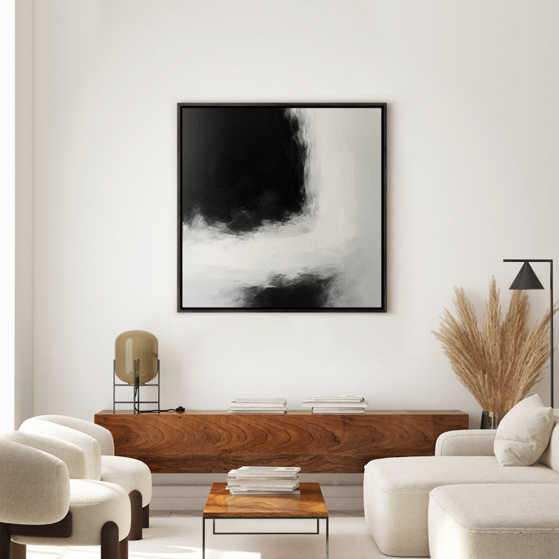 Art mural encadré abstrait rétro antique classique pour chambre à coucher, H 24 po x l 24 po, Noir