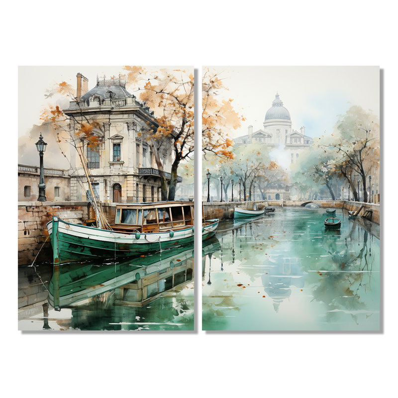 «Paris Canal Saintmartin Reflections I», art mural vert, 36" H x 48" W, Wrapped Canvas, Does Not Apply