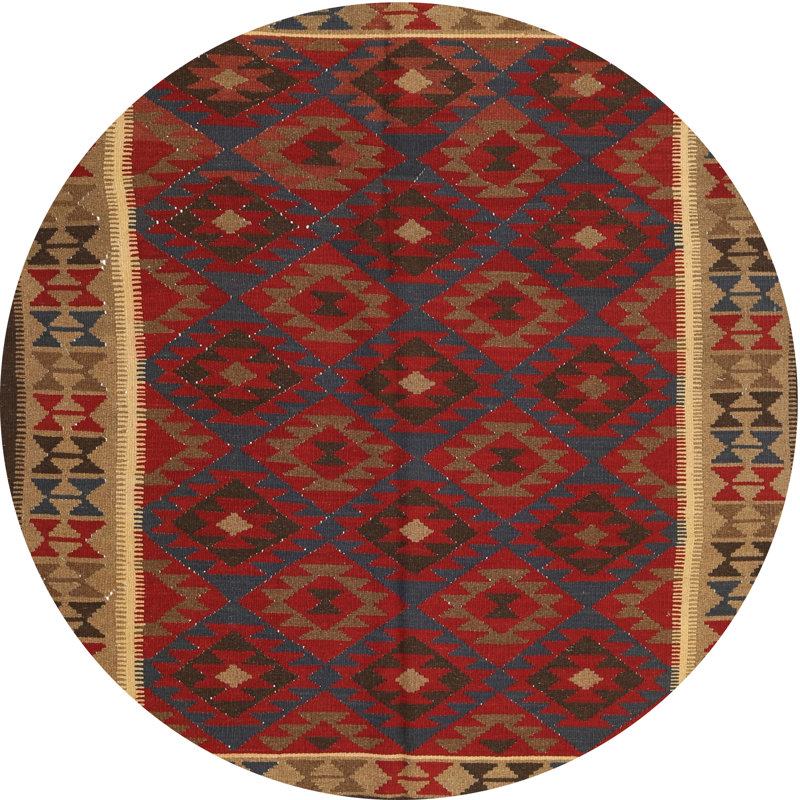 Tapis rouge / brun Southwestern, Rond 7 pi