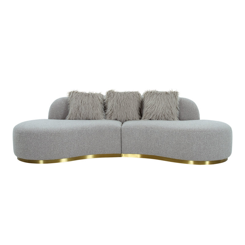 Simona Upholstered 150.39'' Sofa, Gray, 3, 29" H x 110.63" W x 50.79" D