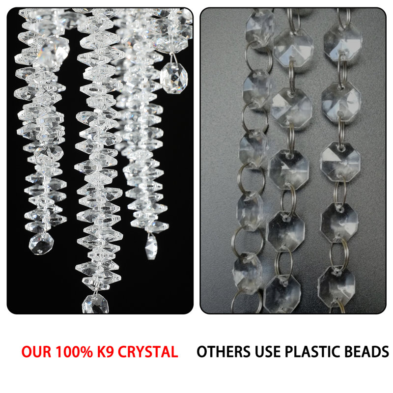Lustre en cristal Paree, Doré, H 19,7 po x l 23,6 po x P 23,60 po, 8
