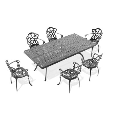 Mobilier de patio en fonte d'aluminium 7 avec coussins - à éléments et noir élégant